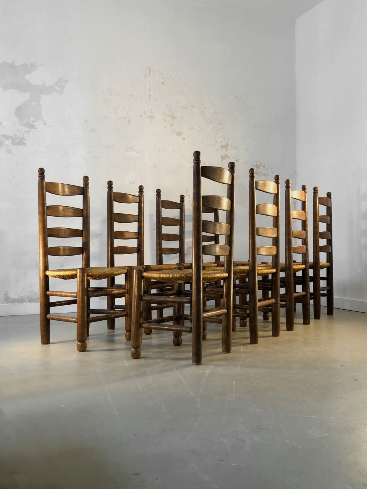 1950 Charles Dudouyt 8 Chairs Modernist Brutalist Audoux Minnet Chapo Perriand photo Furniture