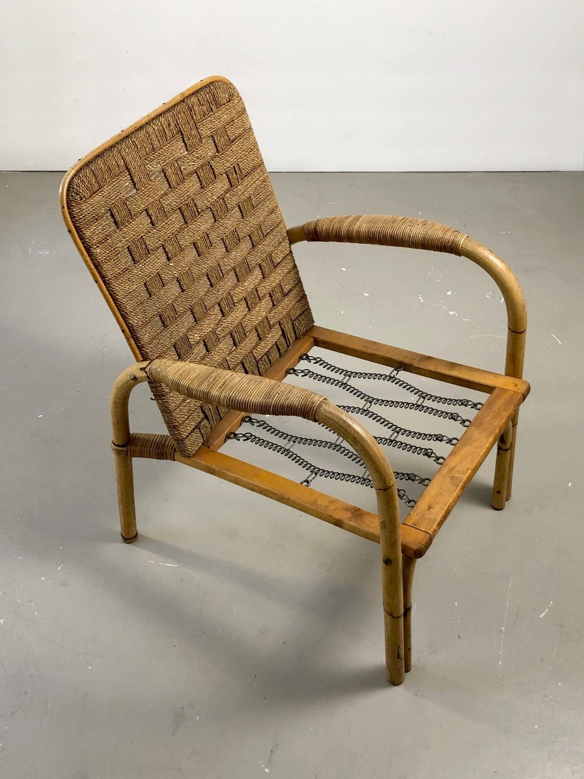 5053.0 1950 Audoux Minnet 2 Armchairs Modernist Brutalist Rustic Sognot Shabby Chic photo