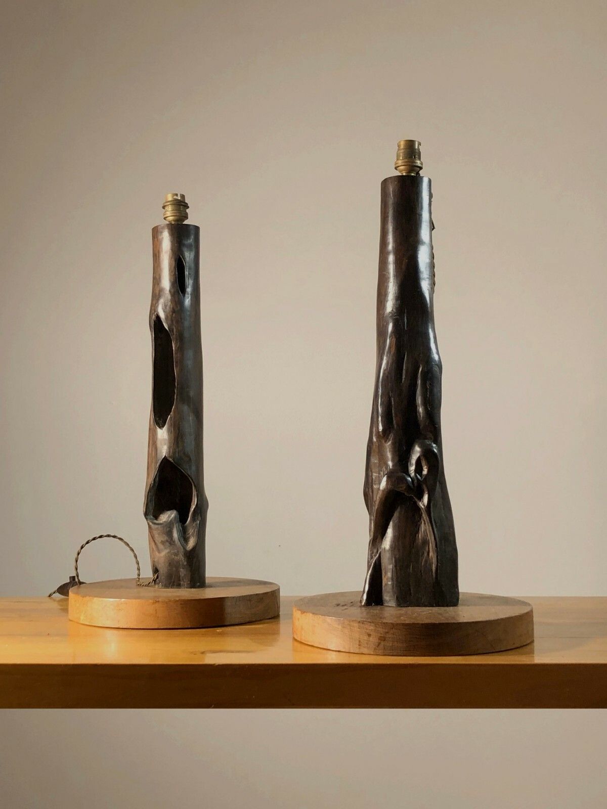 1950 2 Three Large Level Lamps Modernist Brutalist Sculpture Noll Nakashima photo vinterior