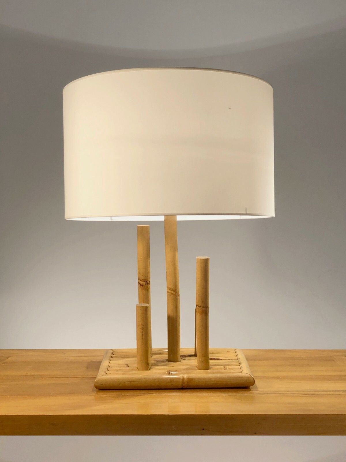 1970 Modernist Brutalist Folk Art Bamboo Lamp Audoux Minnet photo for sale