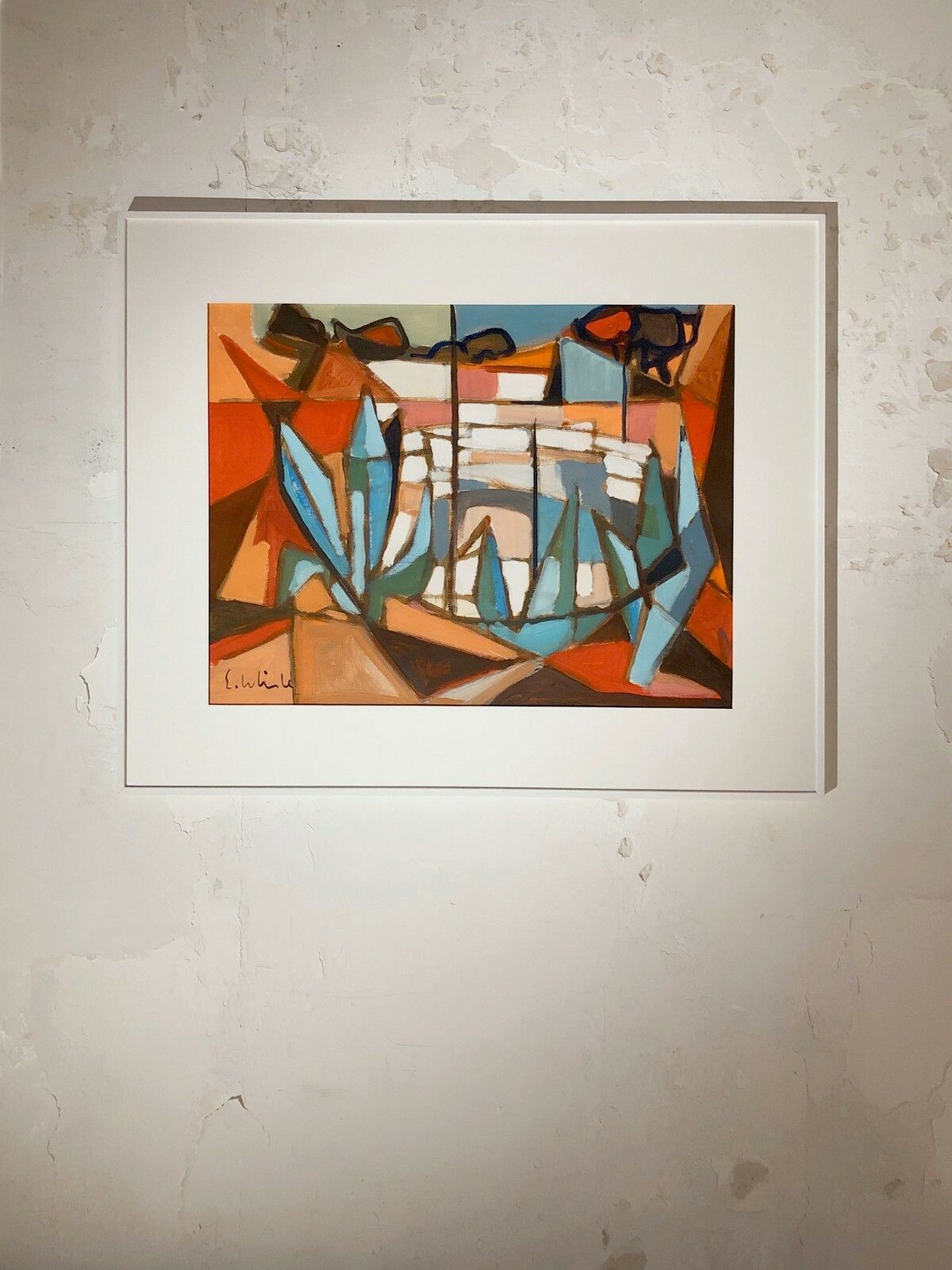 3032.0 1950 E. Whisle 2/2 Gouache Abstract Expressionist Painting Free Cubist photo