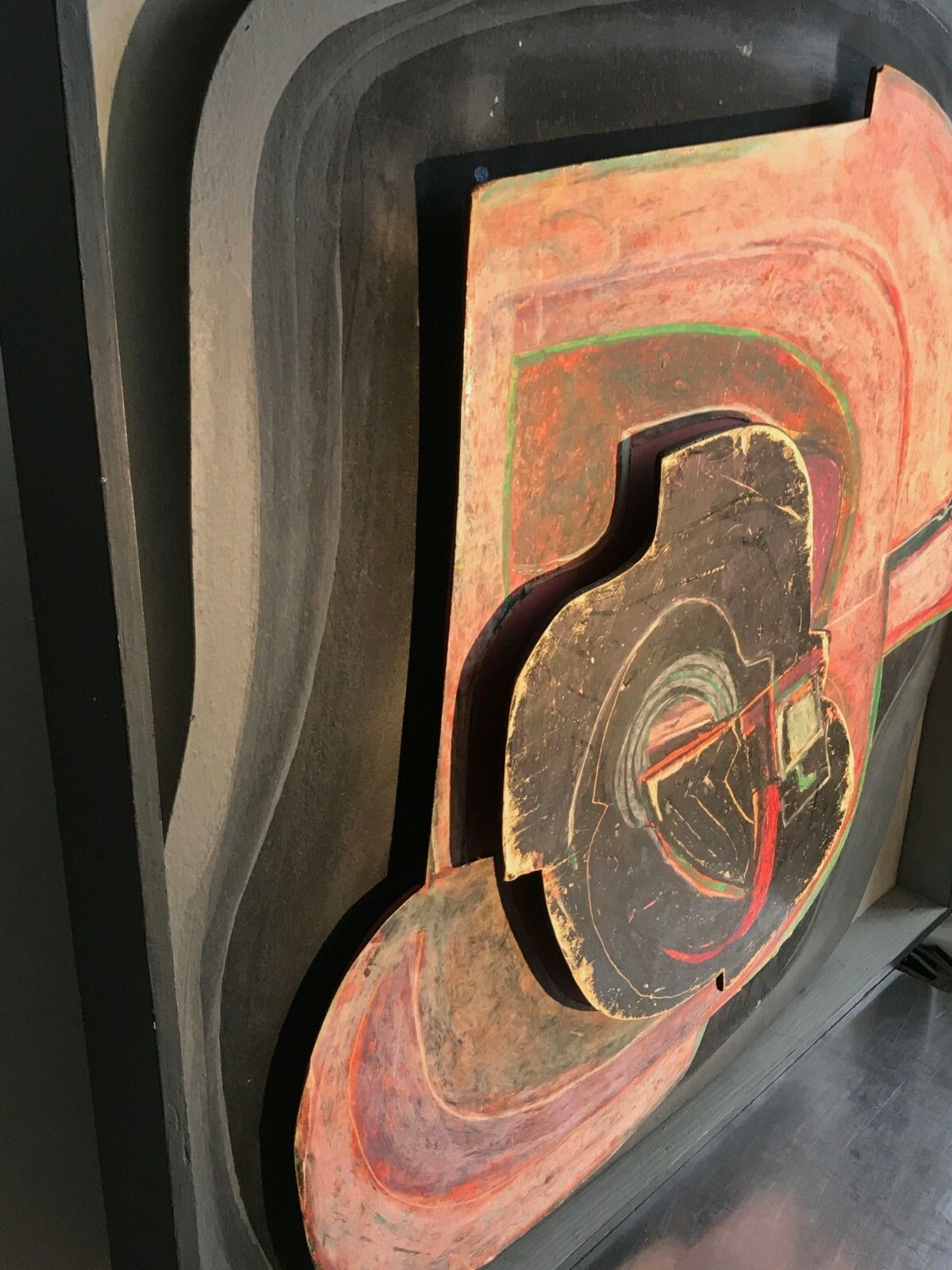 1970 Jean Claude Lethiais Modernist Art Deco Painting Abstraction Form Free photo vinterior