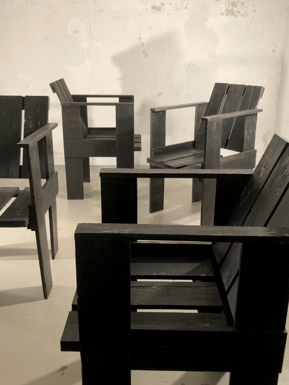 1970 Gerrit Rietveld 4 Chairs Crate Modernist Brutalist De Stijl Brutalist photo 3032.0