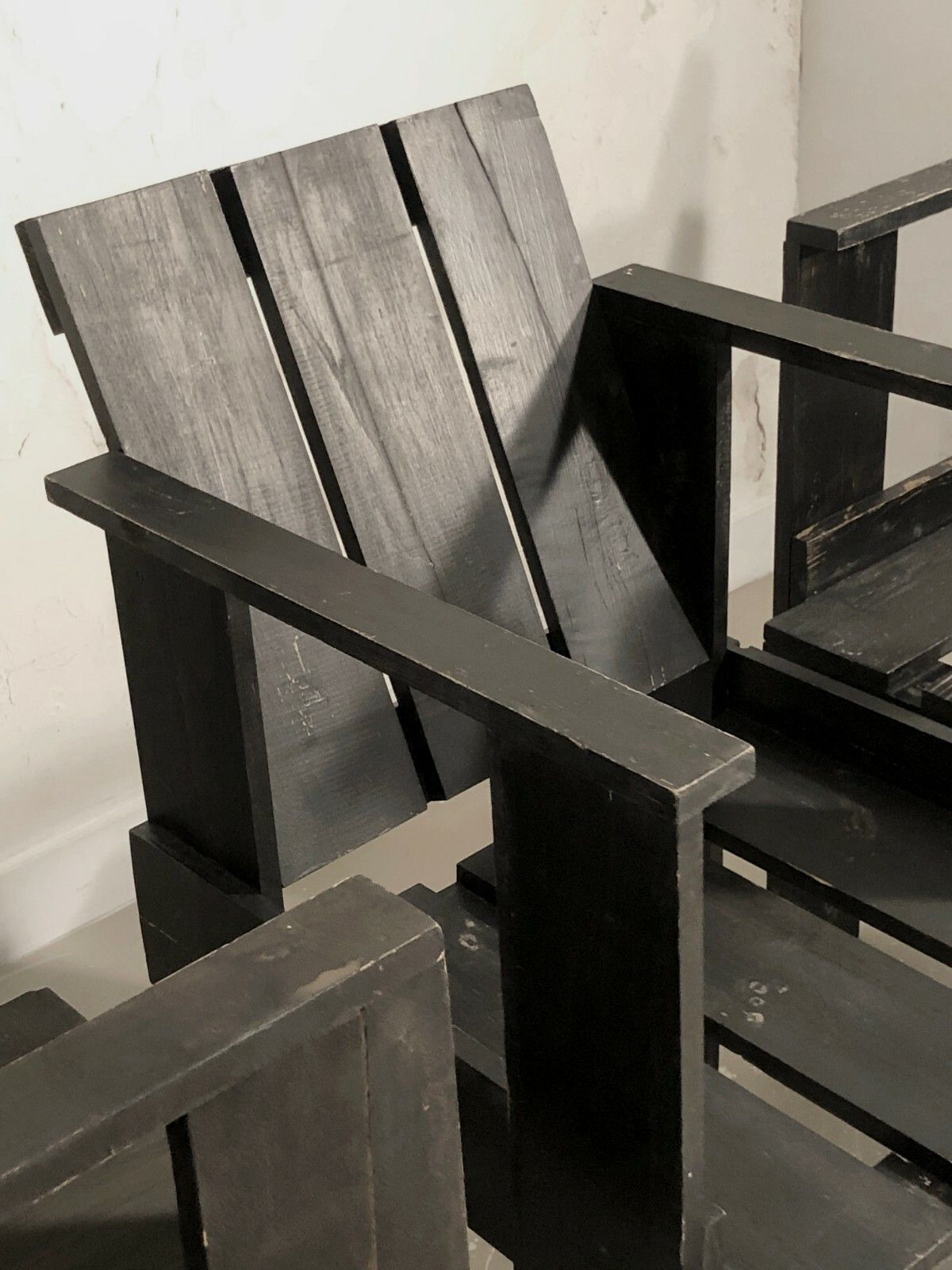 photo for sale 1970 Gerrit Rietveld 4 Chairs Crate Modernist Brutalist De Stijl Brutalist