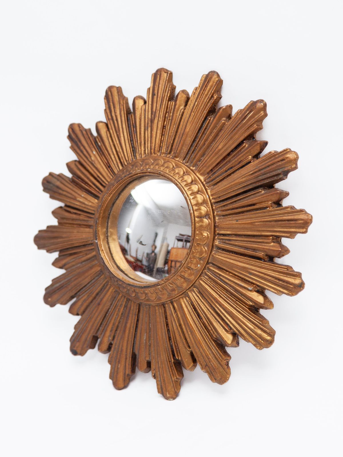 Small Gilt Wood Sunburst Mirror, Wall Hanging, Italy photo Home Decor