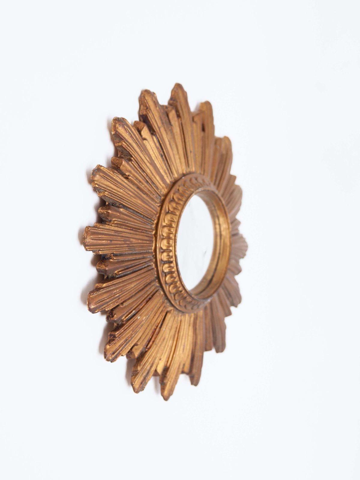 Home Decor Small Gilt Wood Sunburst Mirror, Wall Hanging, Italy photo