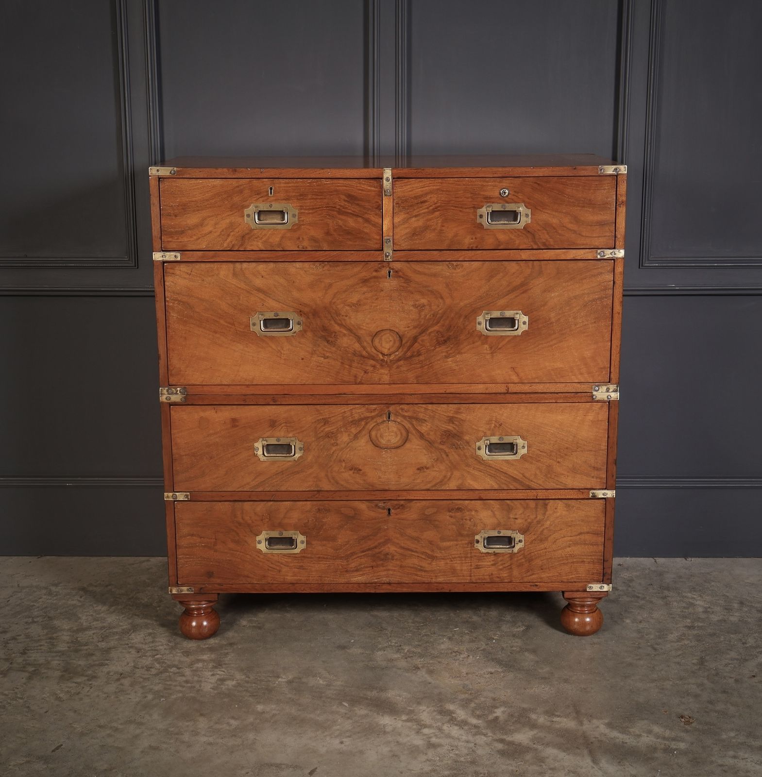 Rare Figured Walnut Military Campaign Chest photo furniture