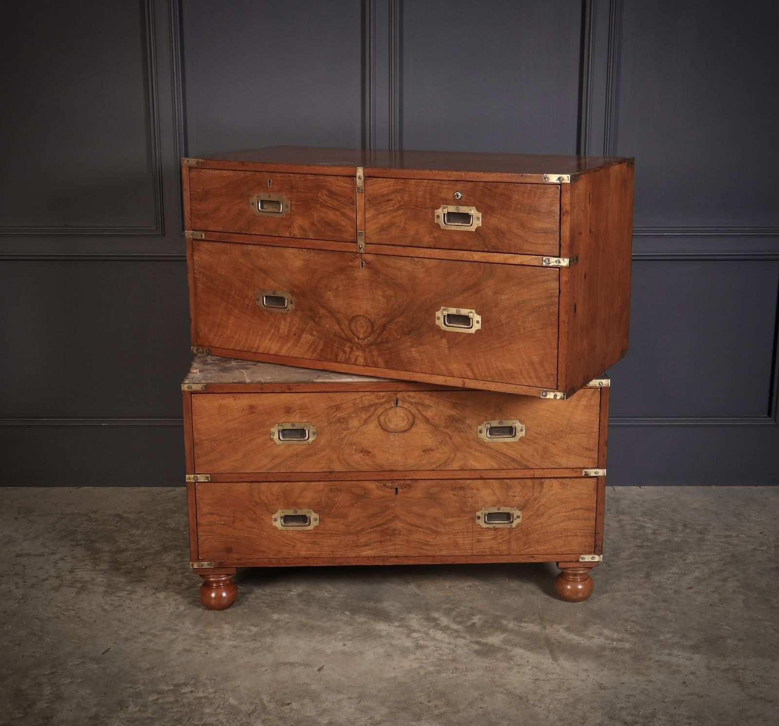 photo buy Rare Figured Walnut Military Campaign Chest