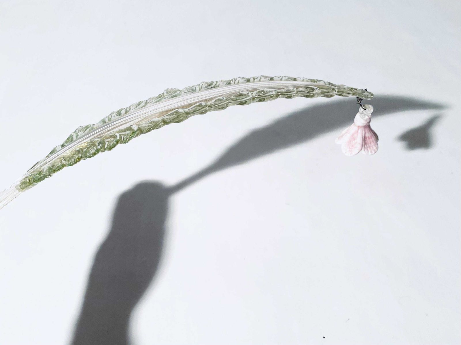 photo for sale Rare Murano Glass Chandelier Leaf & Flower Replacement Parts / Green Gold Pink Vintage Italian Art Interior