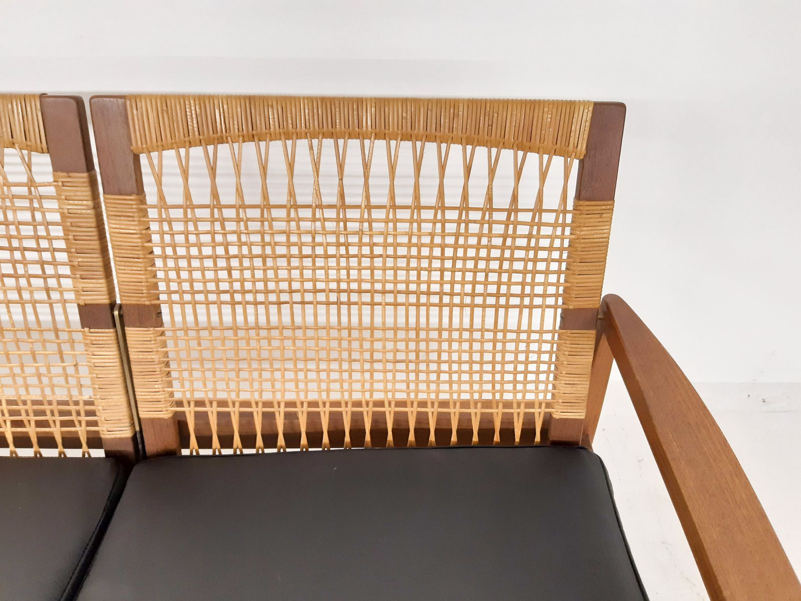 photo furniture Hans Olsen For Brdr Juul Kristensen, Rattan Backed Sofa, Denmark 1950s