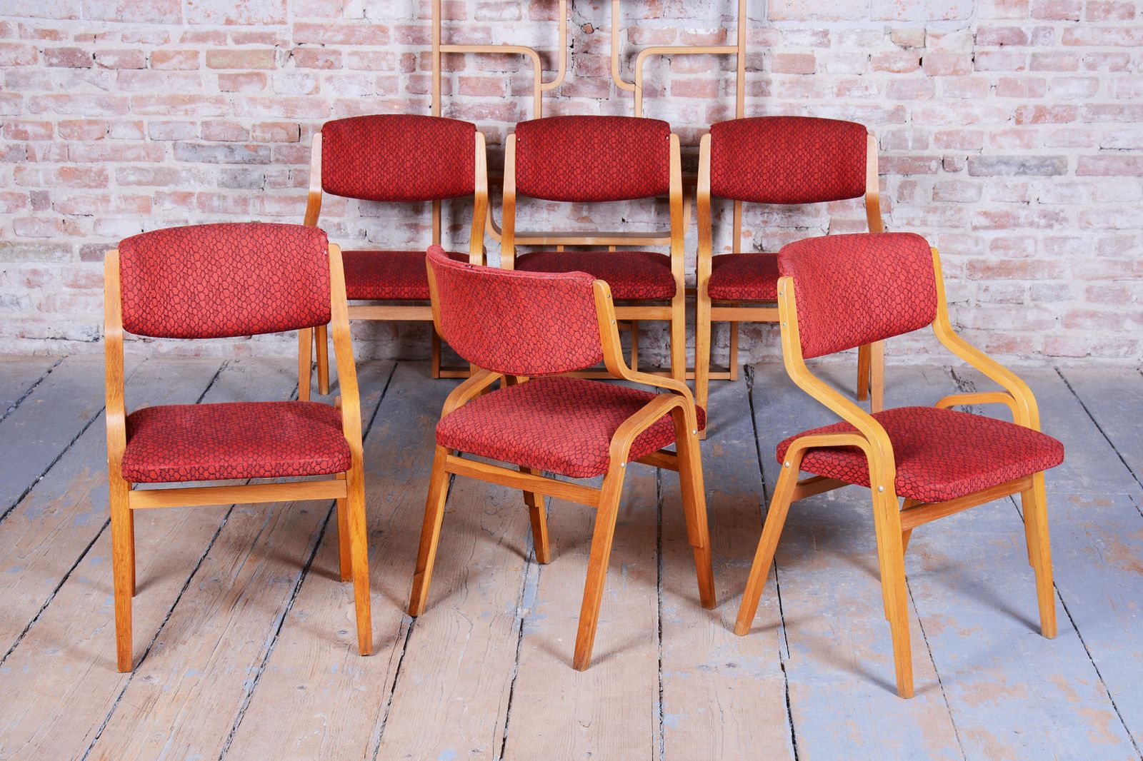 photo furniture Set Of Six Original Mid Century Chairs, By Ludvik Volak, Maple, Czech, 1960s