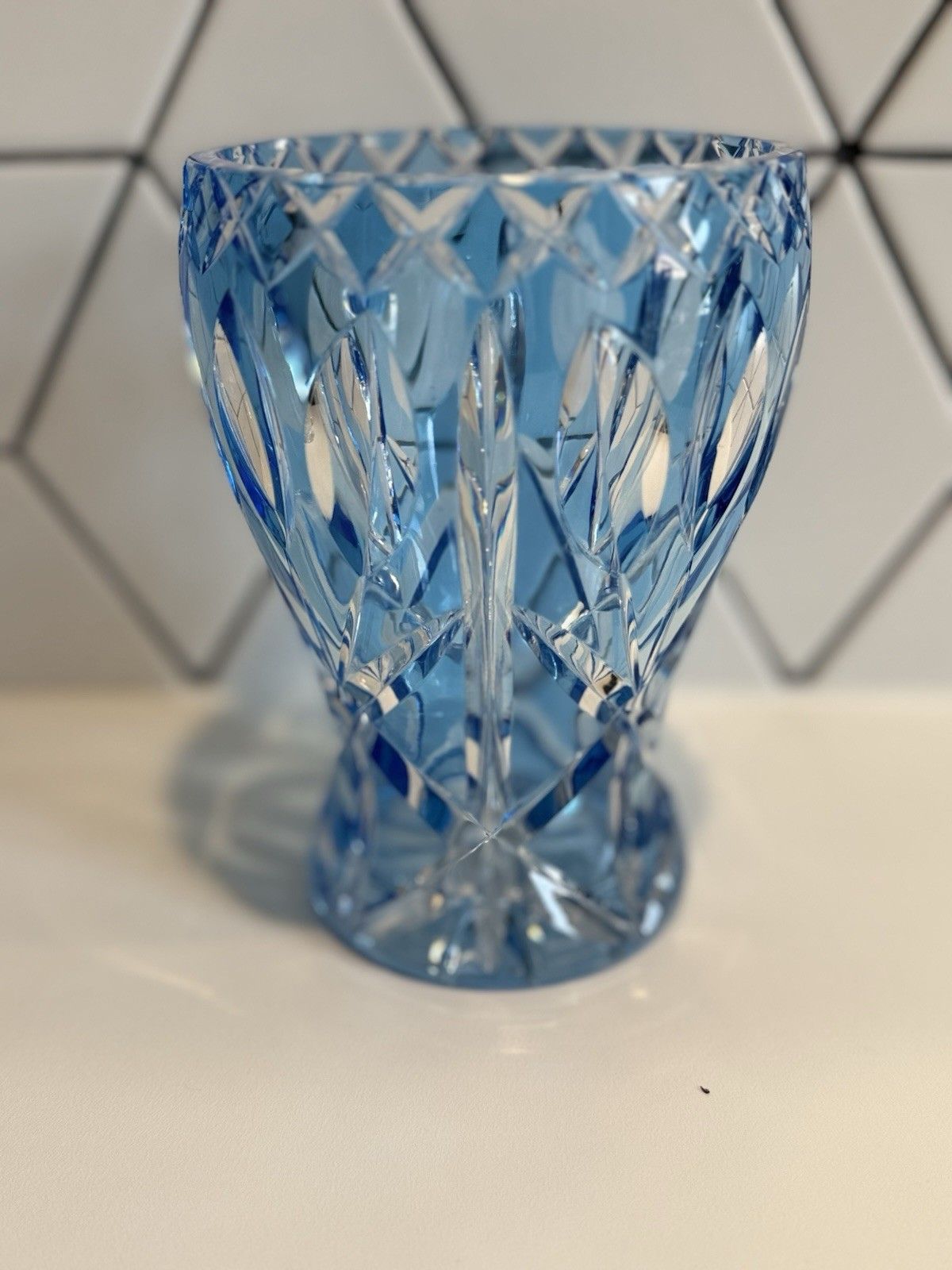 Midcentury Val St Lambert Cobalt Blue Crystal Vase C.1960