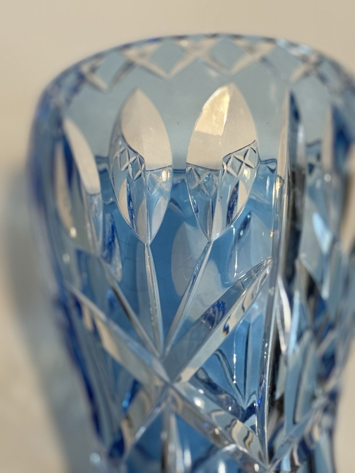 225.0 Midcentury Val St Lambert Cobalt Blue Crystal Vase C.1960 photo