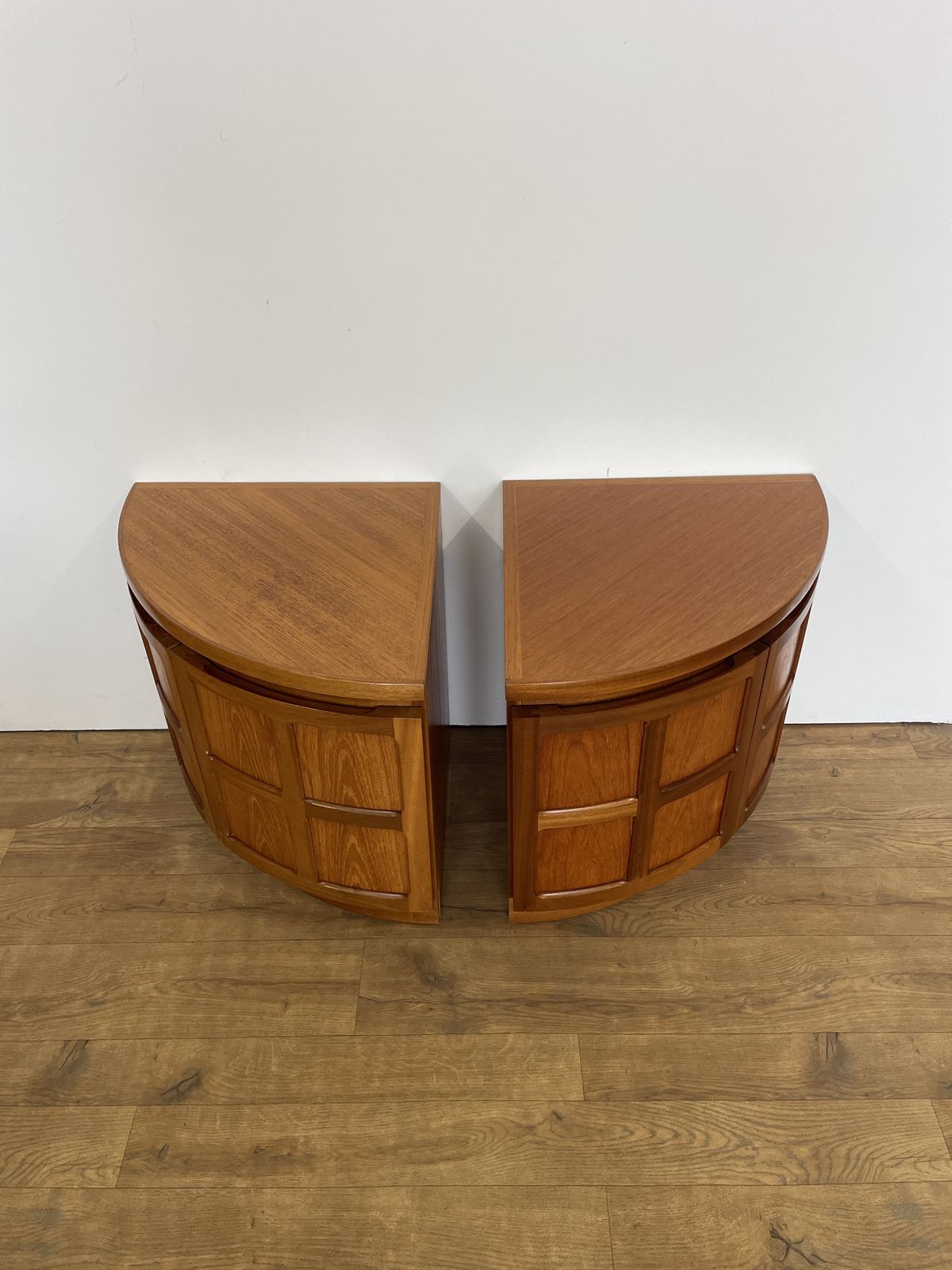 Pair Of Mid Century Teak Corner Bedsides By Nathan Furniture, 1960s photo for sale