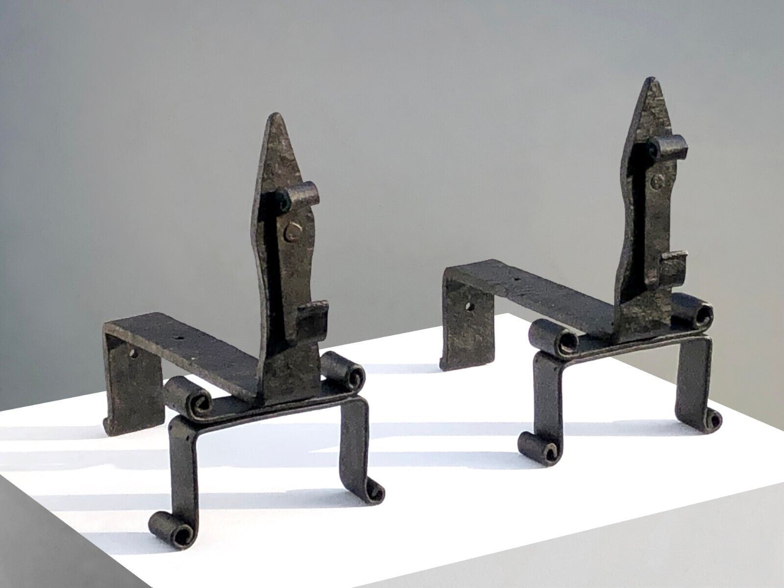 1960 Chenets Andirons Minimalist Brutalist Moderniste Cheminee Arts Du Feu photo vinterior