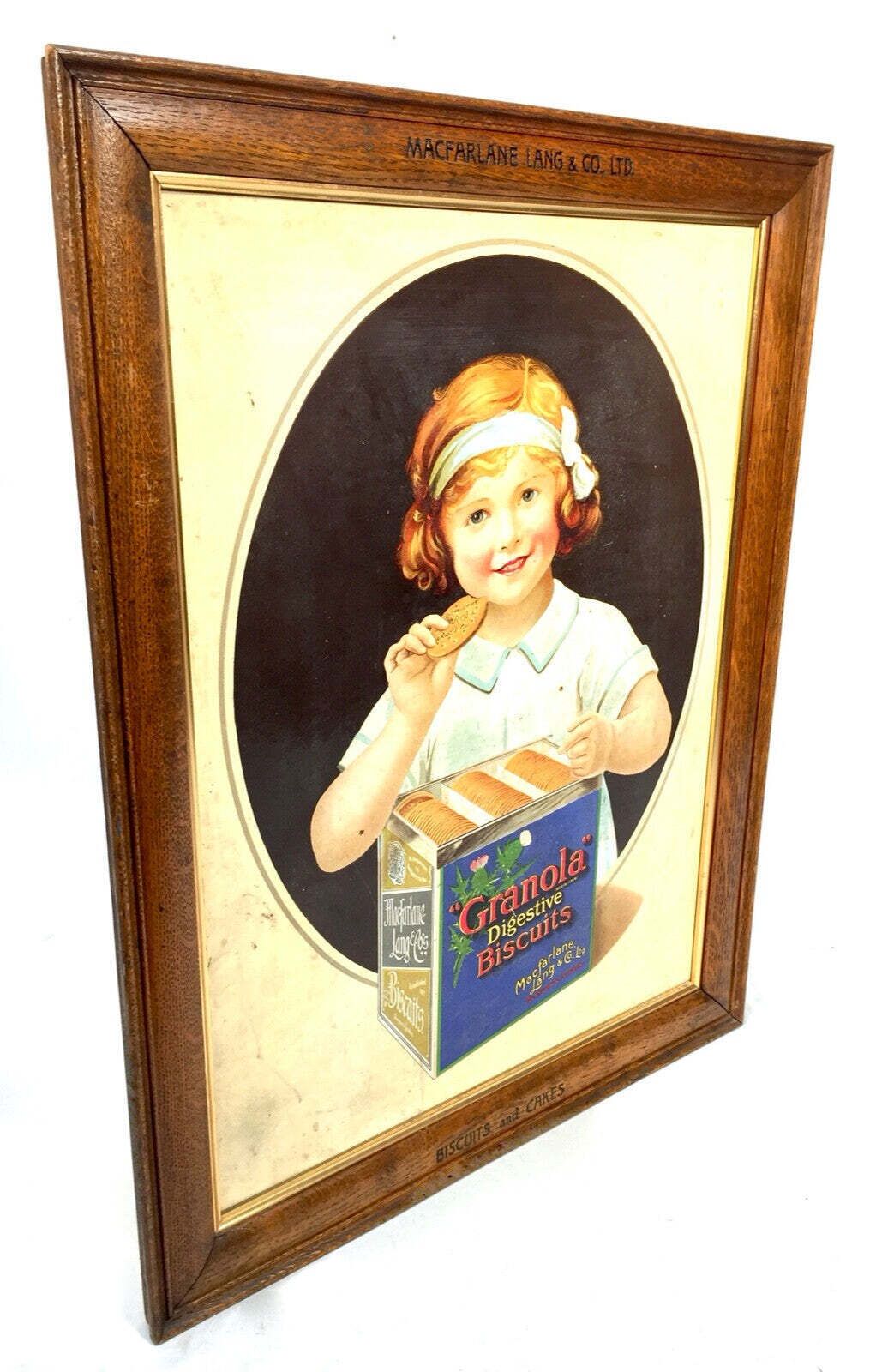 Antique Advertising 1930s Macfarlane, Lang & Co Digestive Biscuit Poster Frame