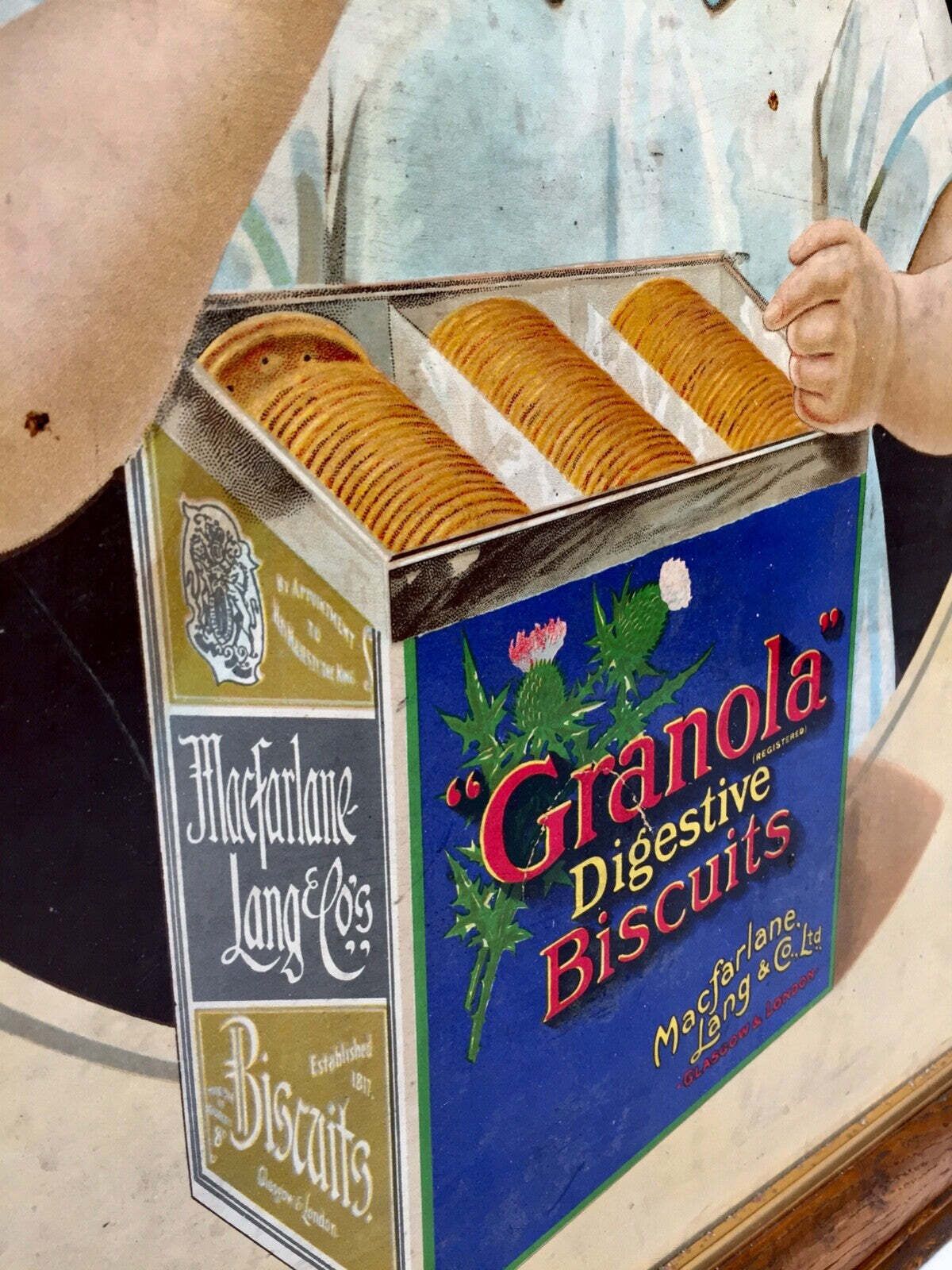 Antique Advertising 1930s Macfarlane, Lang & Co Digestive Biscuit Poster Frame photo buy