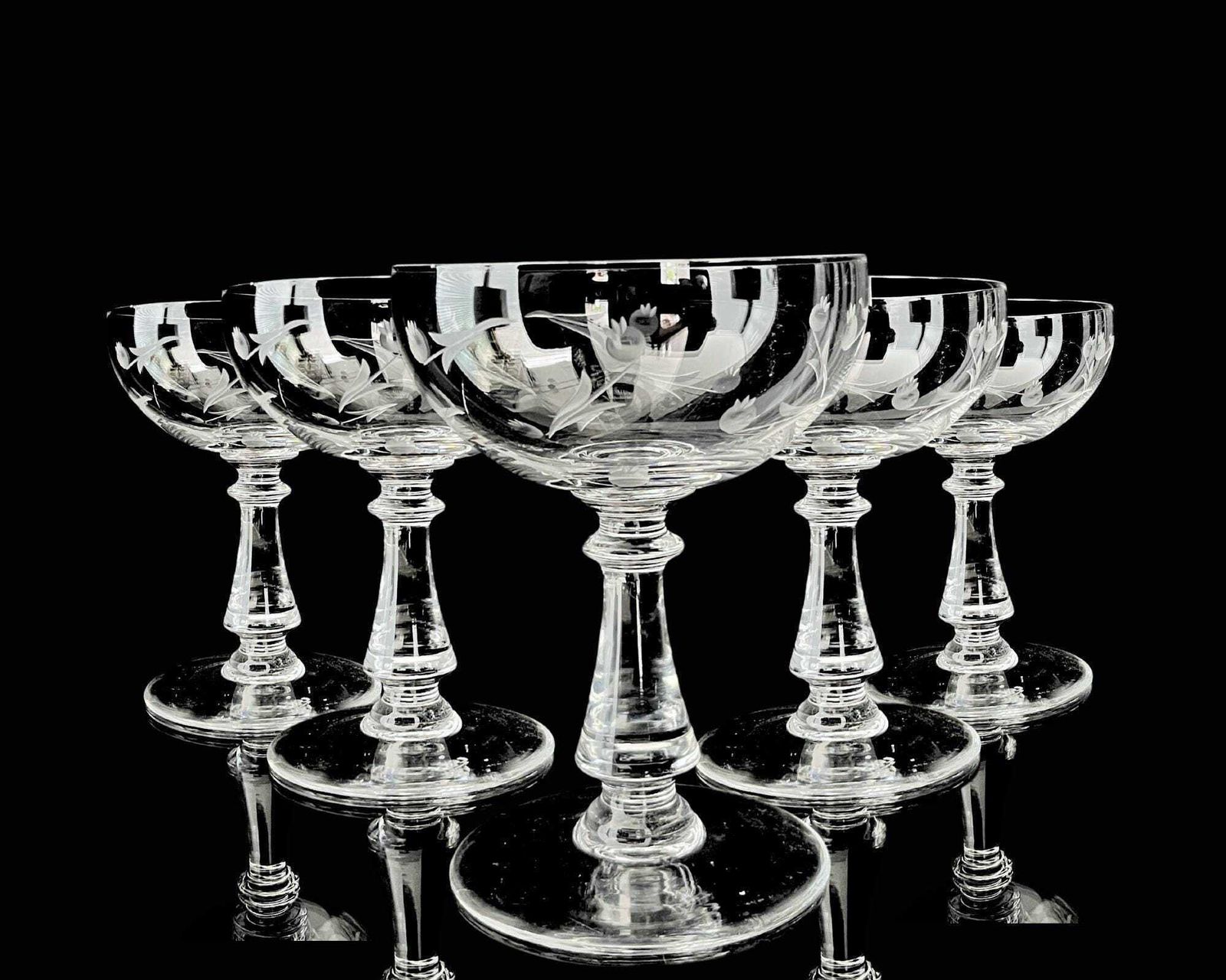 Crystal Champagne Glasses | 5pcs | French Coupes | Amazing Sound