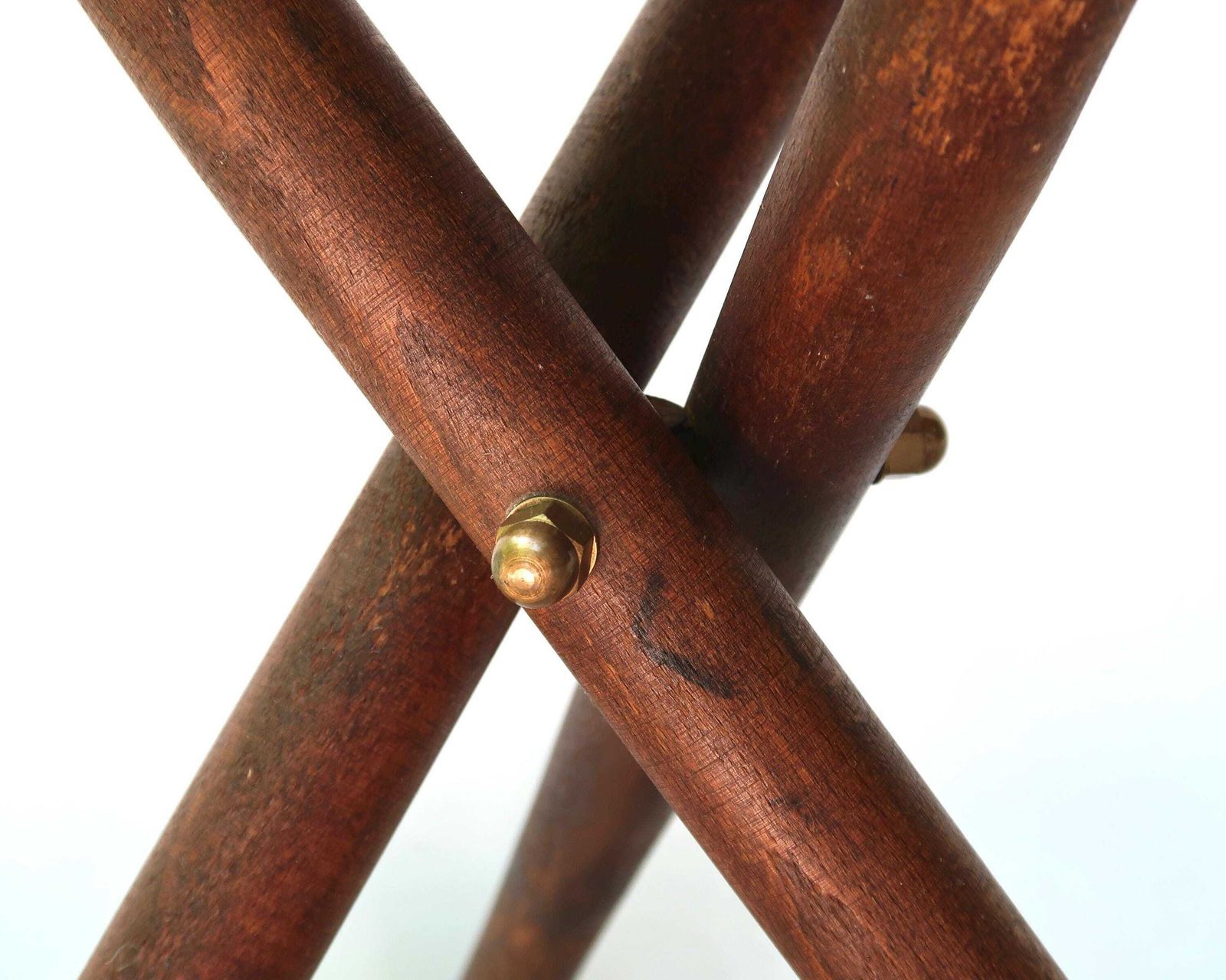 Tripod Wood And Leather Folding Stool, 1950s / Cow Boy, Fishing, Hunting, Camper, Camping, Cottage Furniture photo 177.0