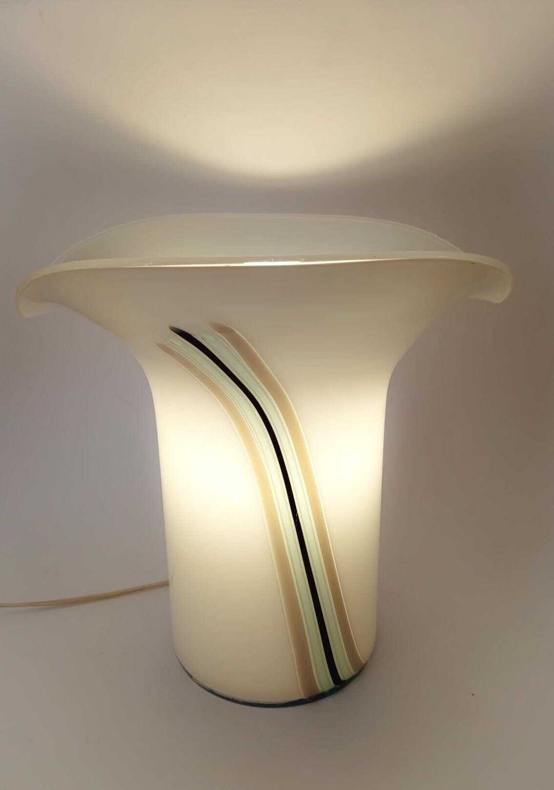 Veart Calla Table Lamp In White Murano Glass Vintage Design With Bands