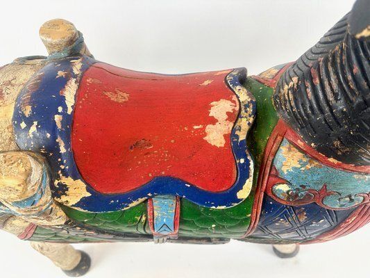 Carved Hand Painted Wooden Horse, 19th Century photo vintage