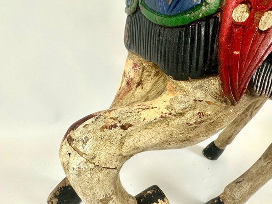 Art Carved Hand Painted Wooden Horse, 19th Century photo