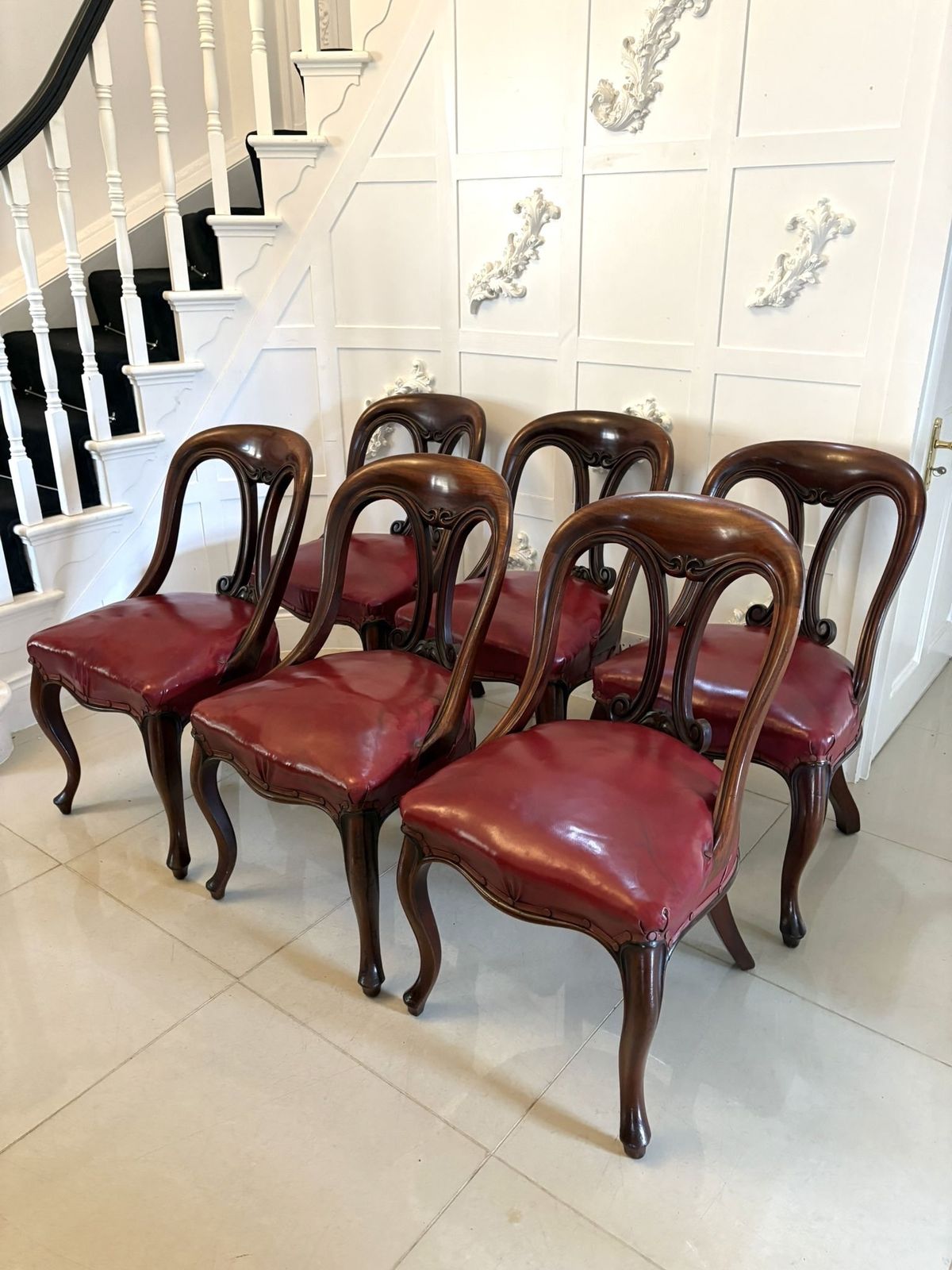 Set Of Six Antique 19th Century Superb Quality Carved Mahogany Dining Chairs photo 2950.0