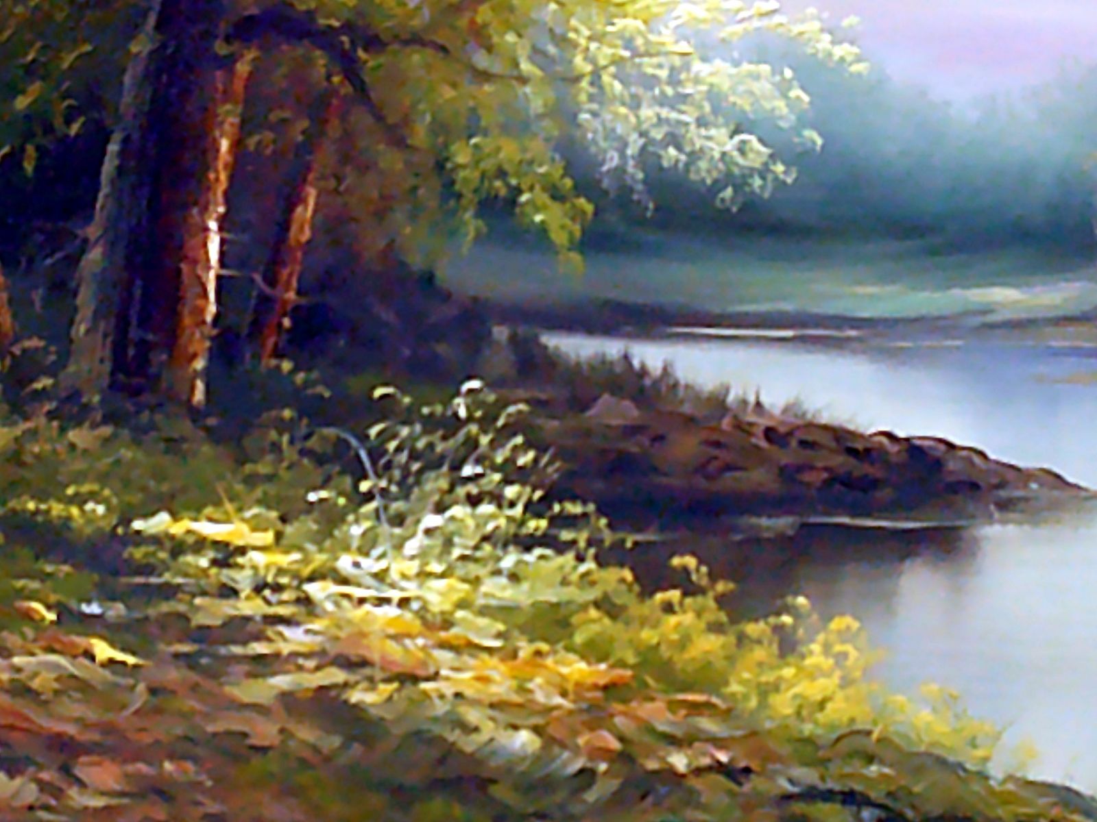 Large Oil On Canvas .Signed Leao. ‘Soothing Nature, River Bank’ Ref 5221 photo for sale