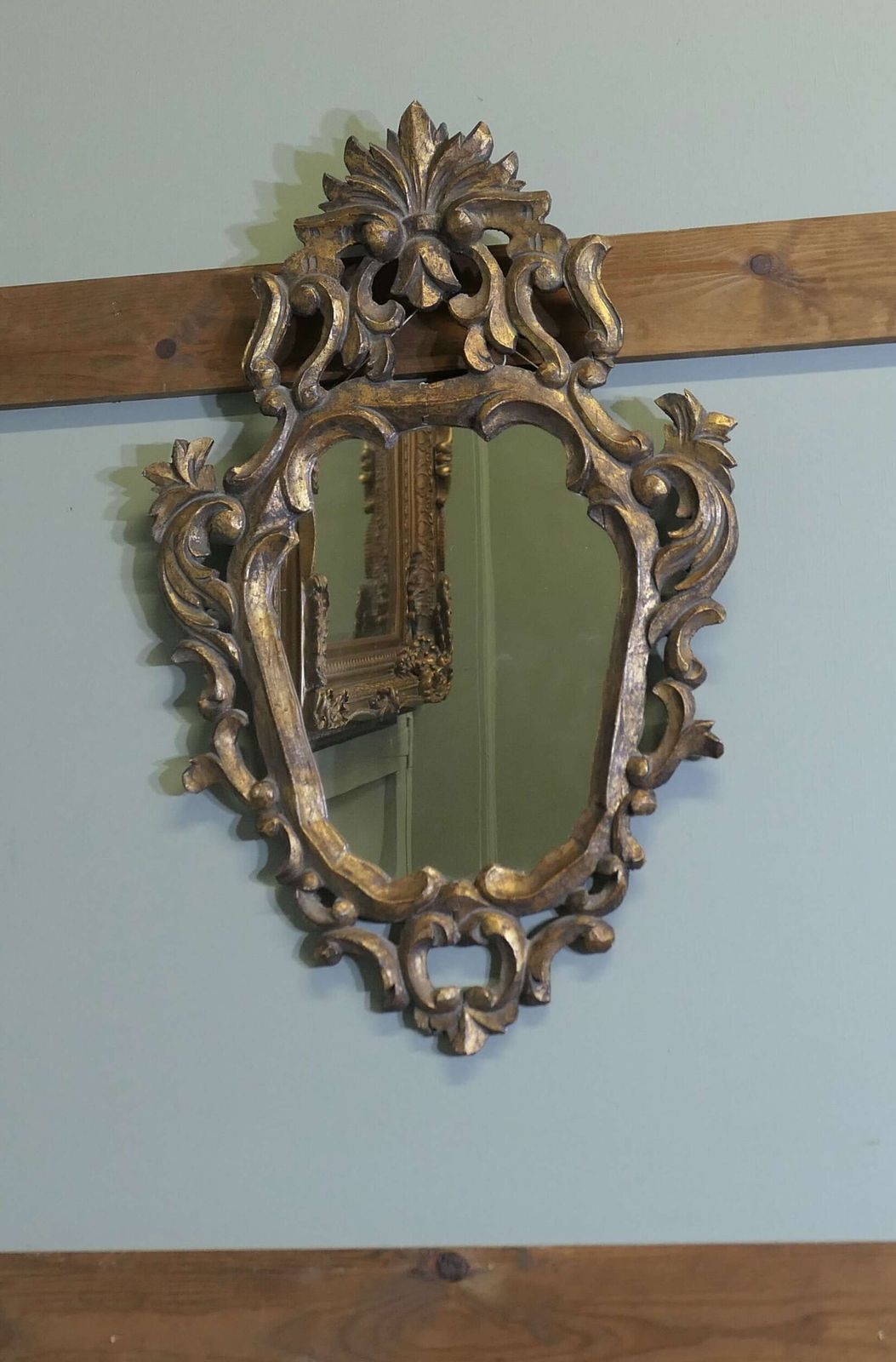 Attractive Baroque Style Small Gilt Wall Mirror The Mirror Has An Unusual Shape, It Has A photo Home Decor
