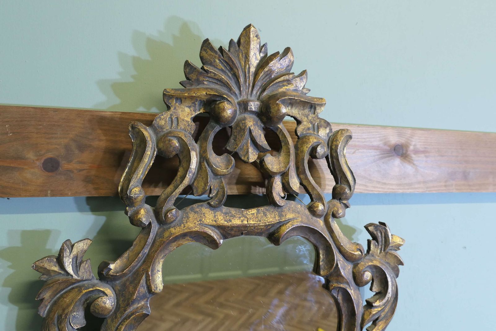 Attractive Baroque Style Small Gilt Wall Mirror The Mirror Has An Unusual Shape, It Has A photo vintage