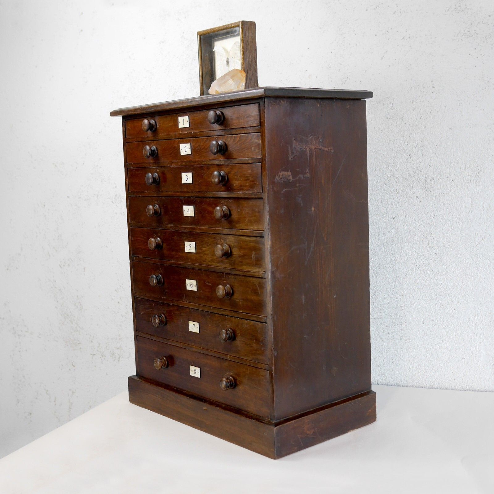 photo furniture Antique 19th Century Specimen Museum Sample Display Cabinet Bank Drawers #102902