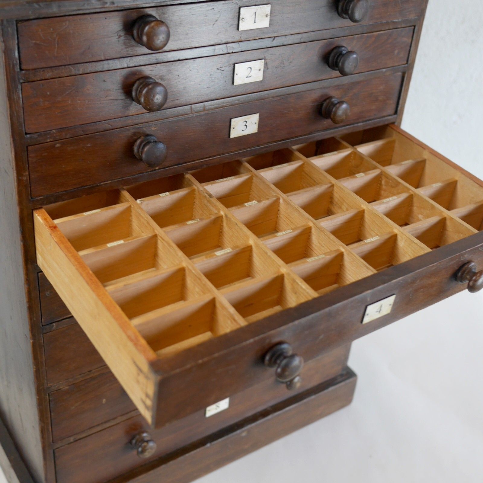 photo vintage Antique 19th Century Specimen Museum Sample Display Cabinet Bank Drawers #102902