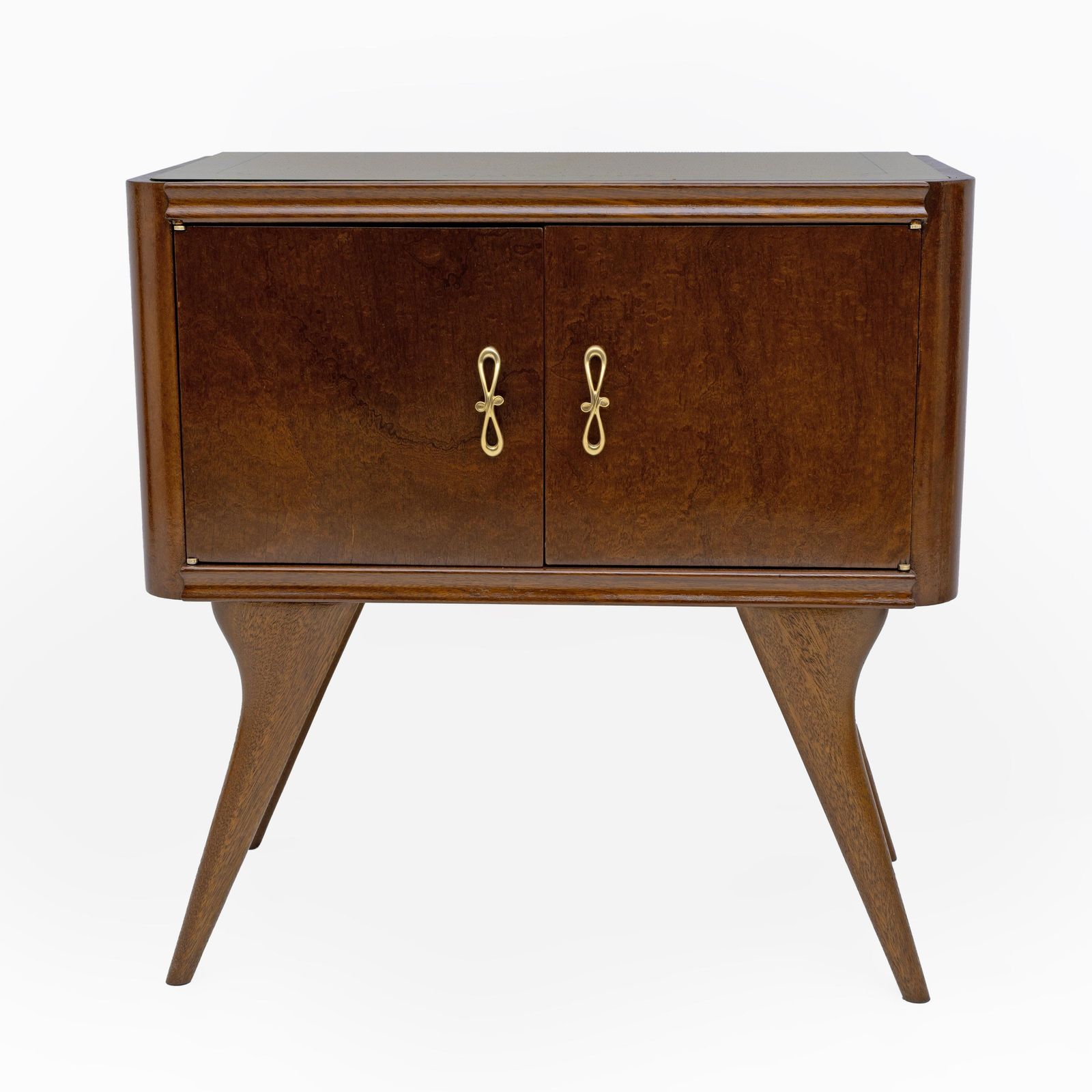 Pair Of Mid Century Modern Italian Walnut And Thuja Root Nightstands, 1950s photo Furniture