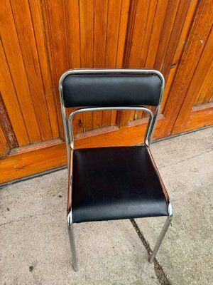 Bauhaus Chrome And Faux Leather Dining Chairs, 1980s, Set Of 5 photo furniture