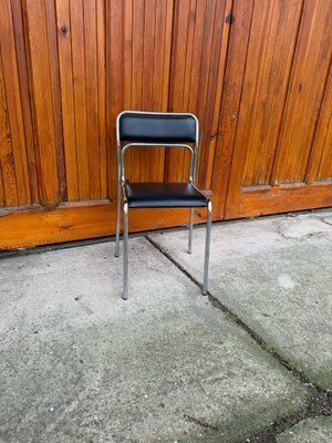Bauhaus Chrome And Faux Leather Dining Chairs, 1980s, Set Of 5 photo 2041.0