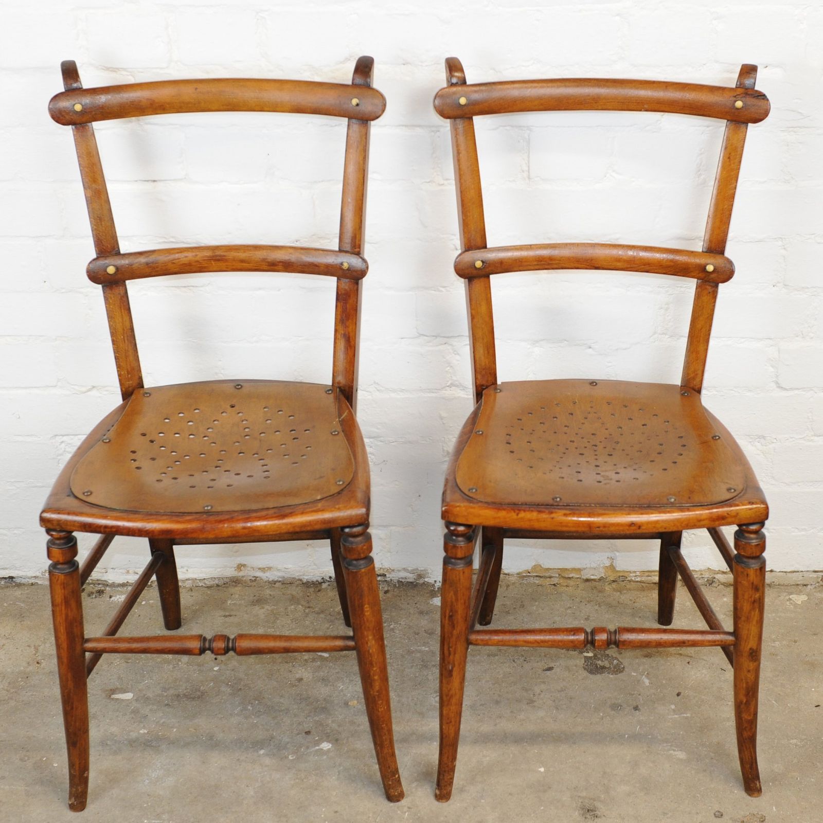 Luterma Estonia Vintage Punched Seat Wooden Dining Chairs, Set Of 2 photo Furniture