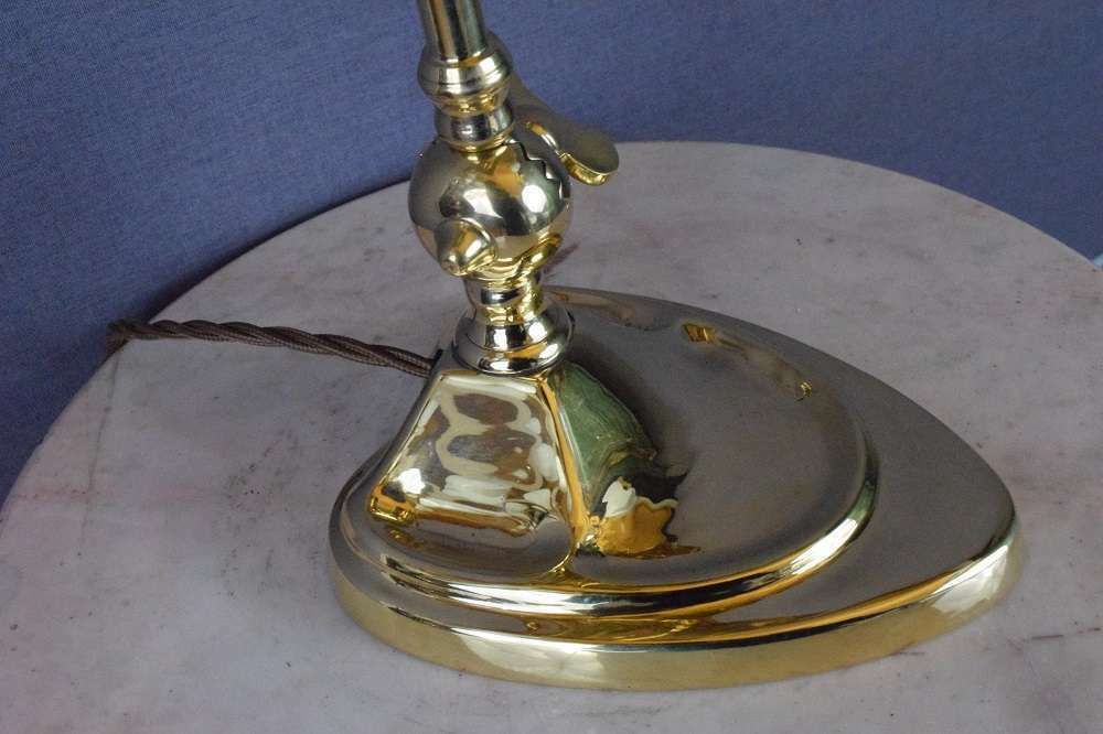 Large Polished Brass Banker Lamp photo furniture