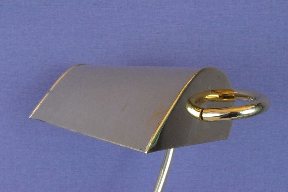 Large Polished Brass Banker Lamp photo for sale