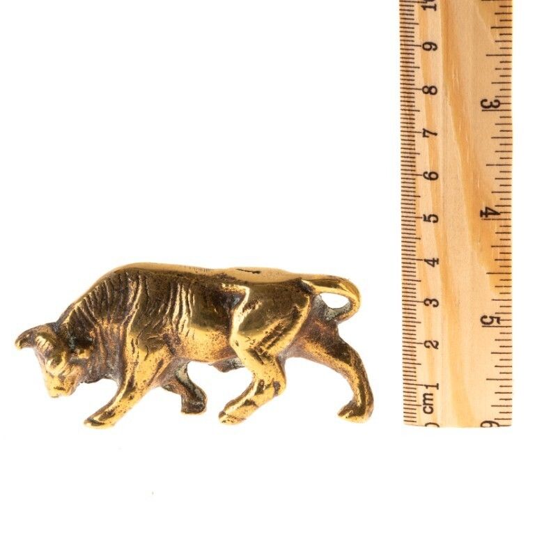 Antique Brass Figure Of A Charging Bull photo for sale