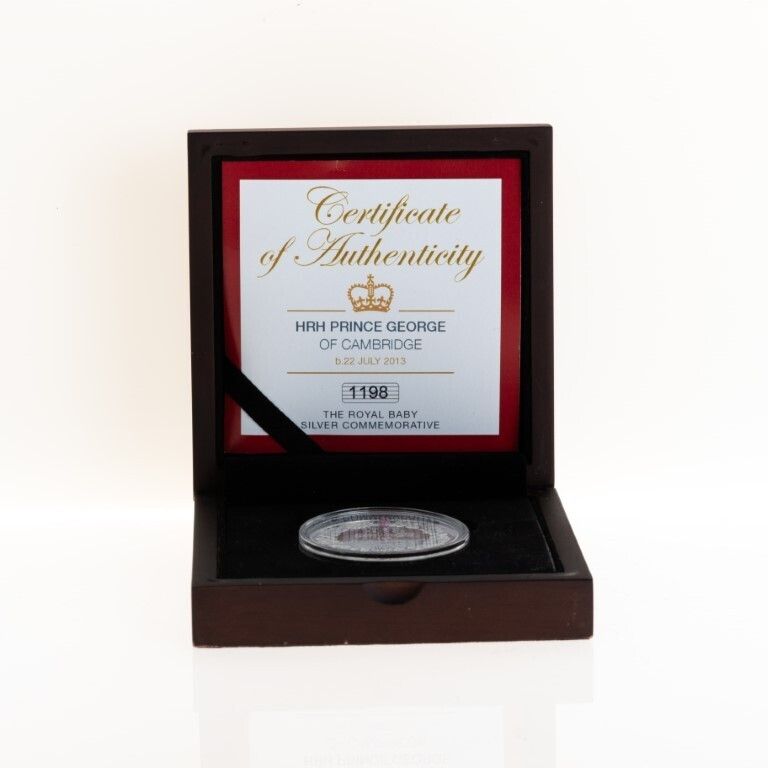 Certified Silver Commemorative Coin Issued For The Birth Of Prince George Of Cambridge In 2013