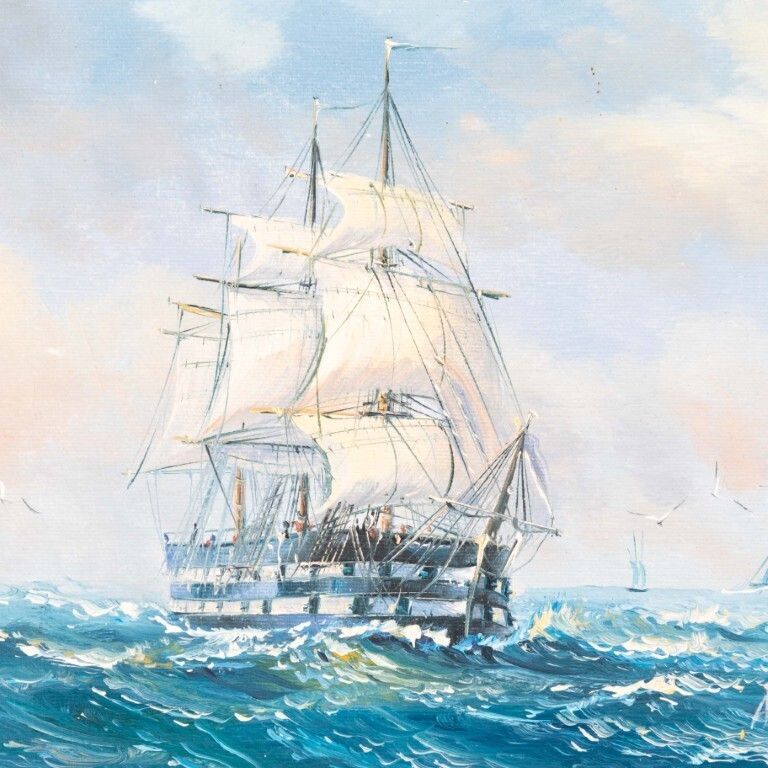 John Ambrose Rsma (1931 2010) Signed Nautical Maritime Ship Oil Painting On Canvas photo for sale