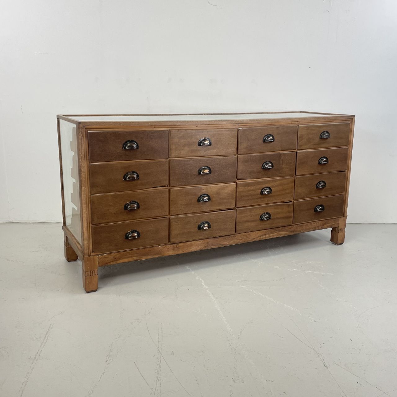 1930s 16 Drawer Oak Shop Counter