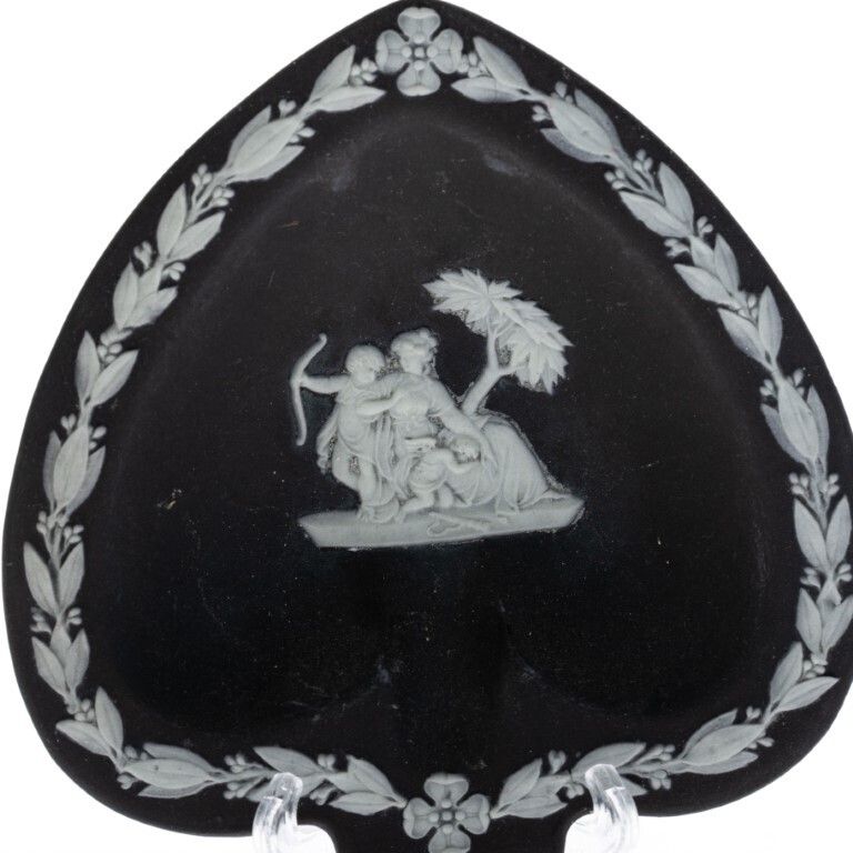 Antique Wedgwood Black Jasperware Ceramic Porcelain Bas Relief Dish photo furniture