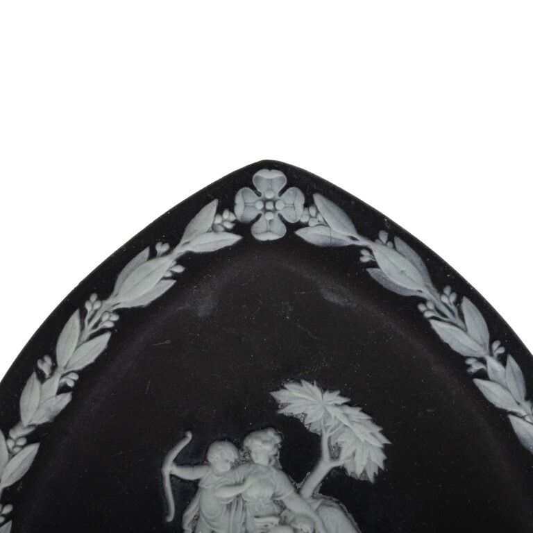 Antique Wedgwood Black Jasperware Ceramic Porcelain Bas Relief Dish photo for sale