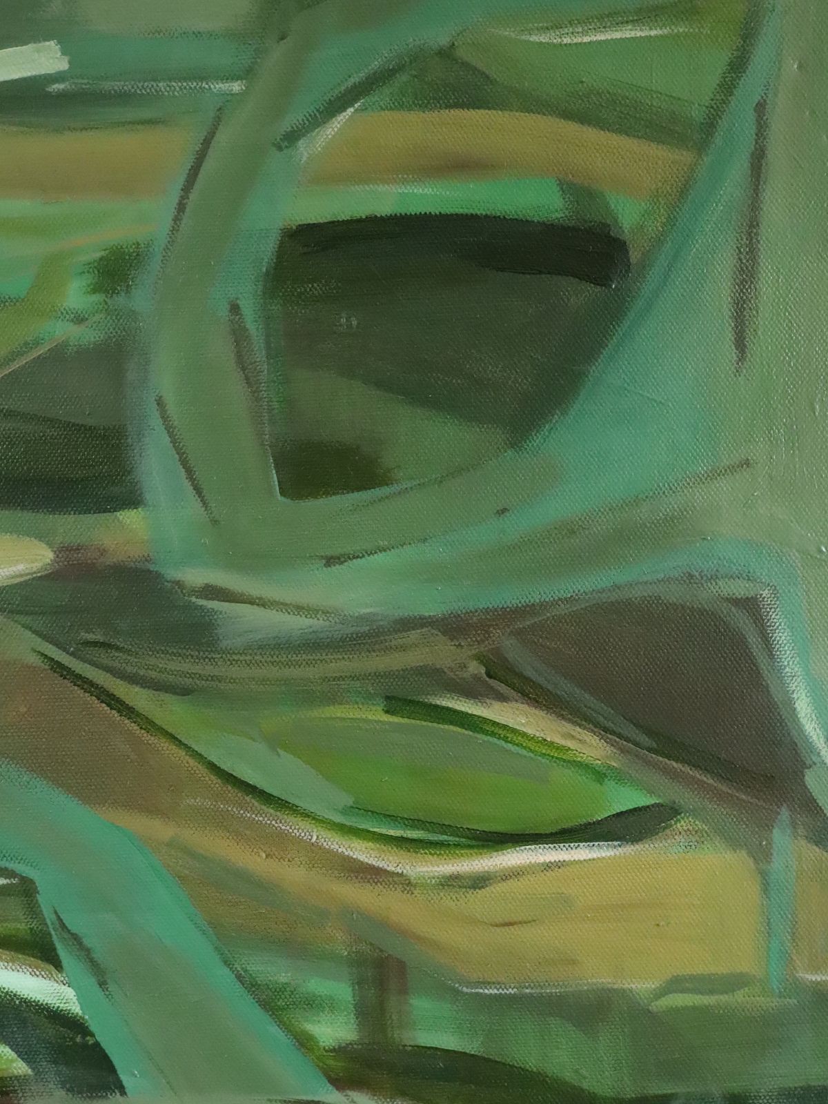 Resting In Green Oil Painting photo vintage