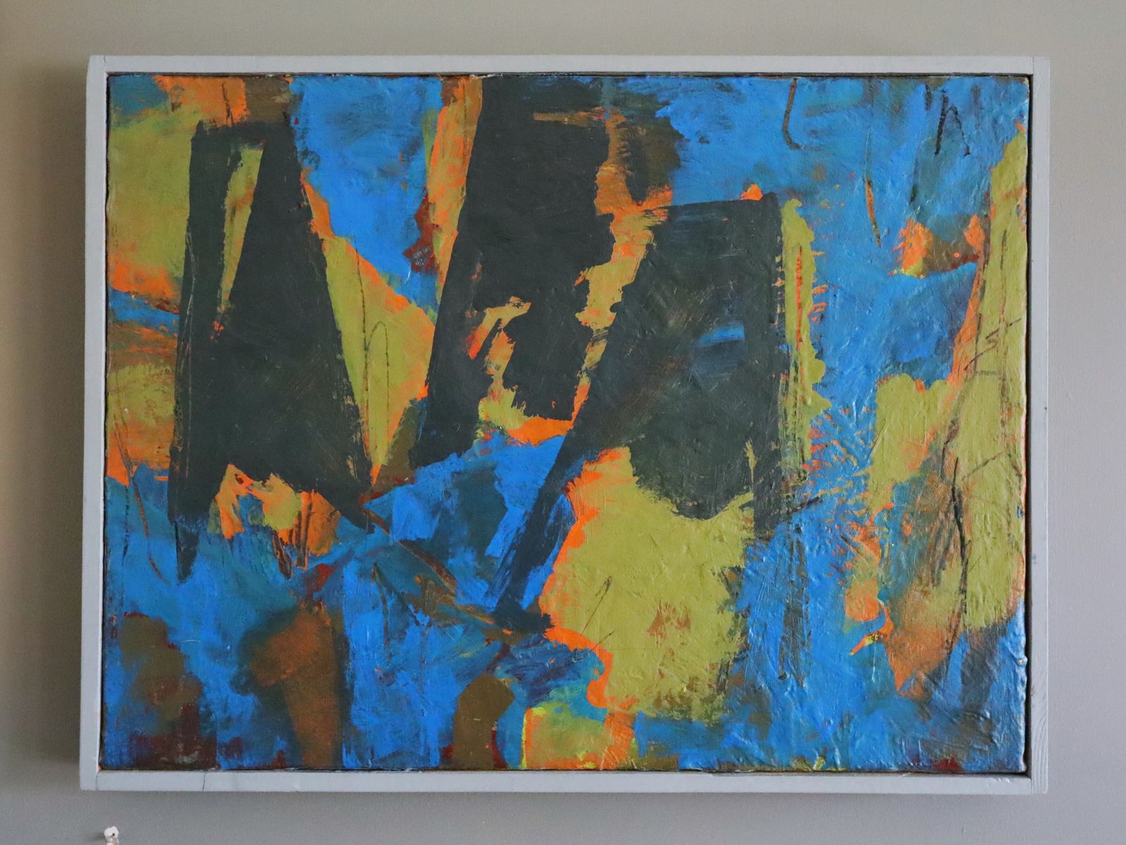 Cobalt Collision Oil Painting, 1990s