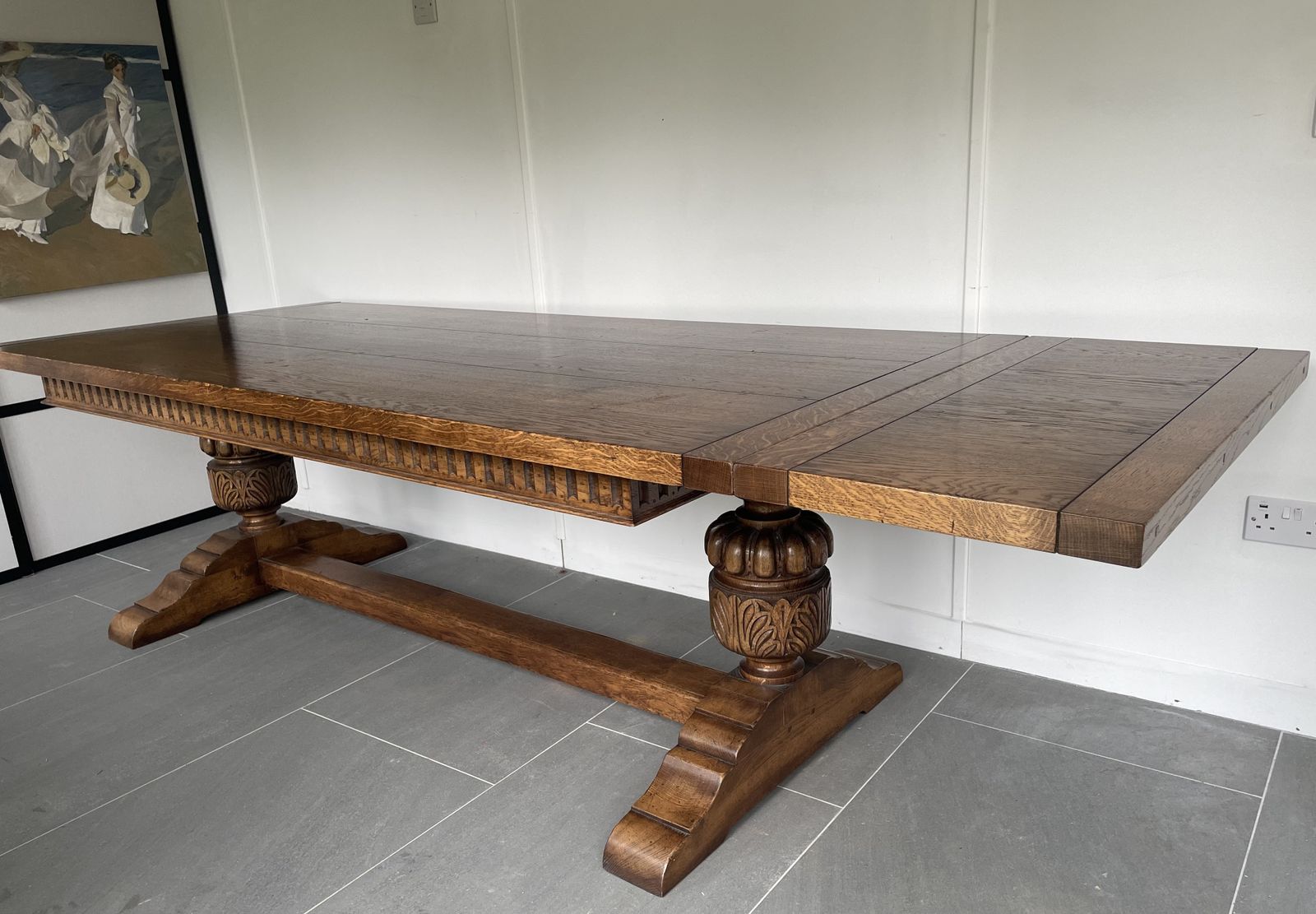 Carved Oak Tudor Dining Table, photo for sale