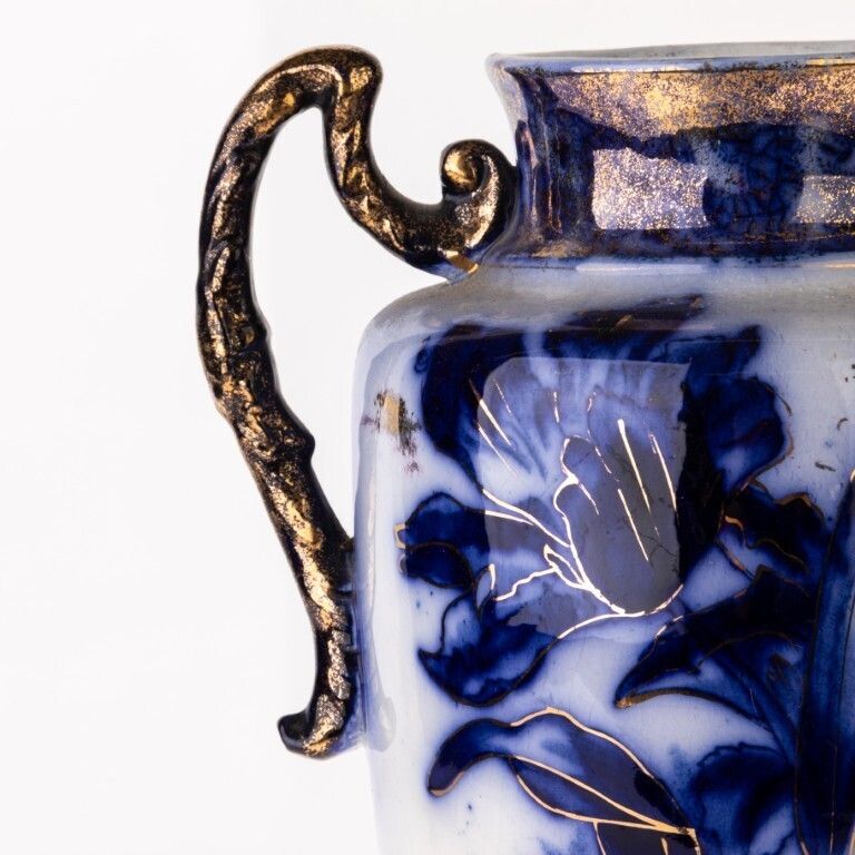 Art Nouveau Gilt Porcelain Floral Baluster Vase photo for sale