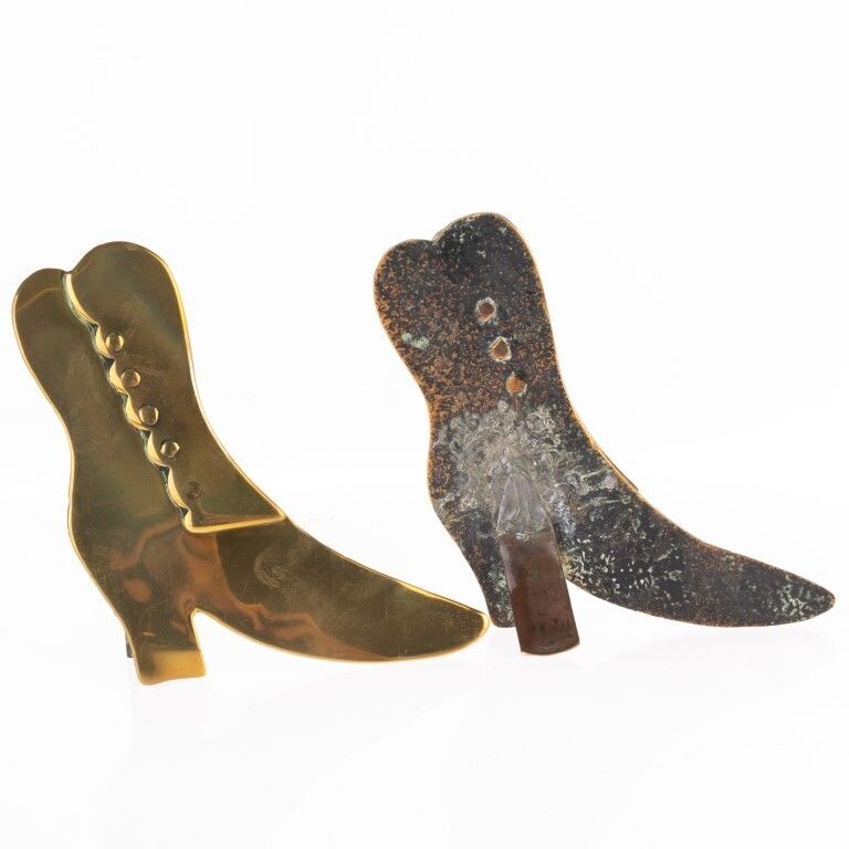 Antique Pair Of Victorian Brass Novelty Boots photo furniture