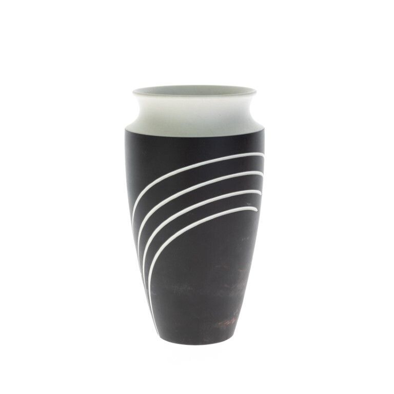 Mid Century Wedgwood Black Jasperware Porcelain Symmetry Vase